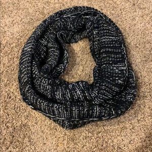 Double loop black and white knit infinity scarf